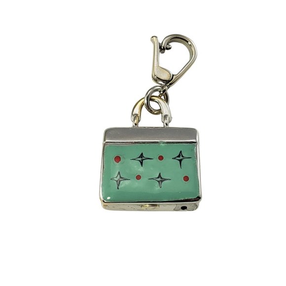 Vintage 18 Karat White Gold and Enamel Handbag Charm #11534 - Picture 1 of 7